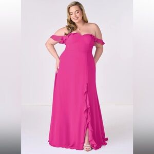 Azazie Strapless Fuchsia Gown